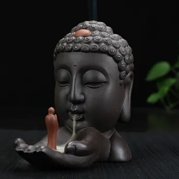 

T Buddha Backflow Incense Burner Ceramic Statue Incense Holder Buddhist Sandwood Incenses Buddhism Decoration Ornaments Holder