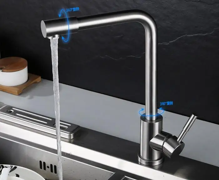 Free shipping cold or cold and hot water Kitchen Faucet Brushed 304