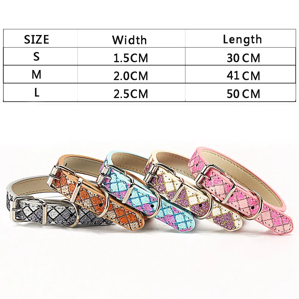 Plaid Dog Collar for Dogs Pets Accessories PU leather Dog Collars Lead Necklace Petshop Pet Cat Products Puppy Collar Perro Pug