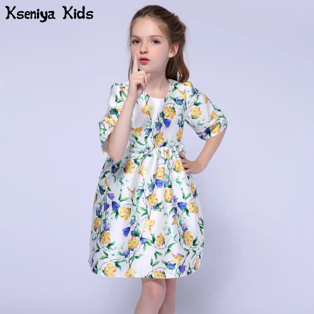 Kseniya Kids/летнее торжественное платье с цветочным узором для девочек; Детские платья для девочек; одежда для маленьких девочек на свадьбу; корейская детская одежда