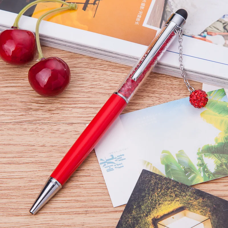 Best 500 pcs Colorful Stylus Crystal Diamond Rainbow Ballpoint Pen Stationery Office School Ballpen Novelty Gift Can Customize Logo