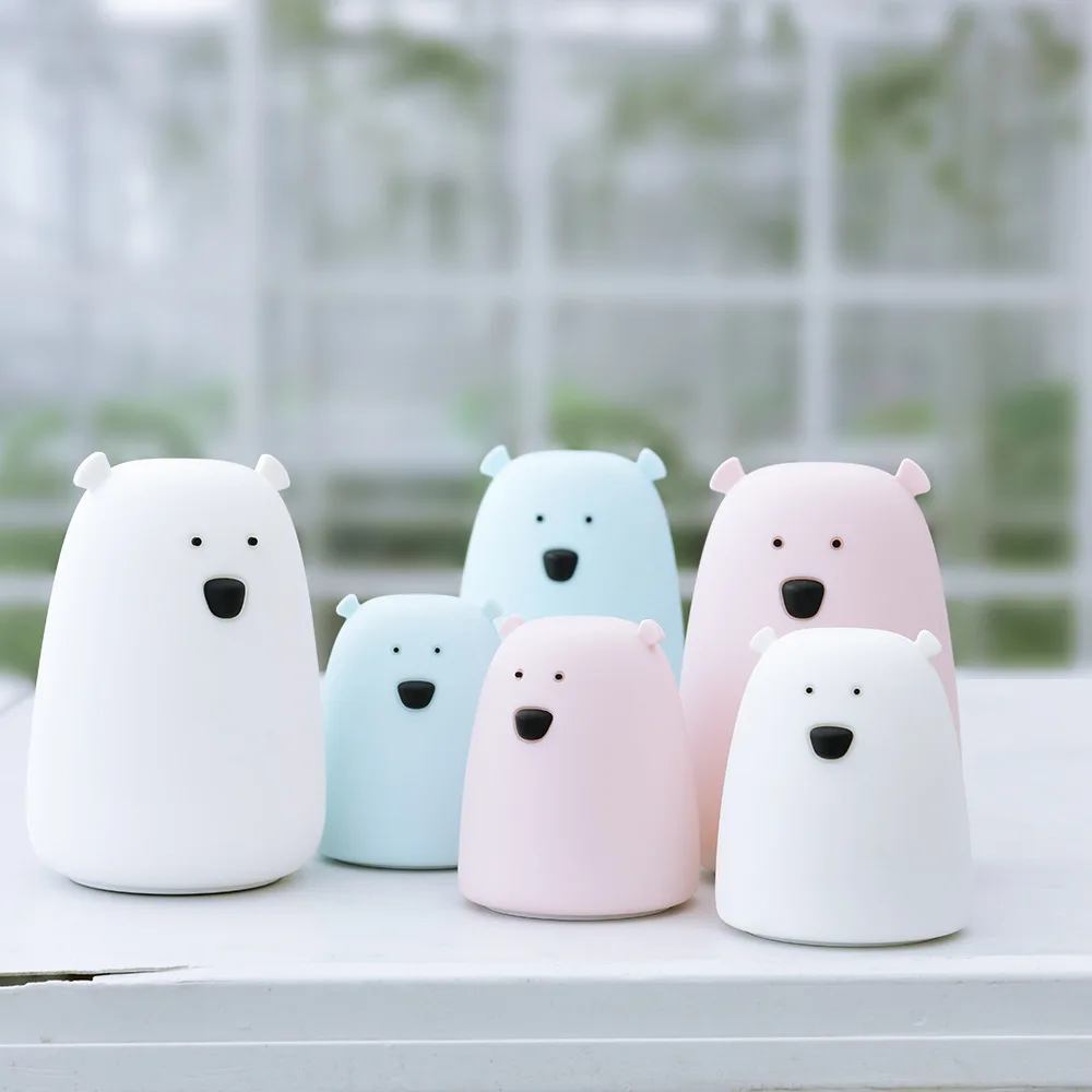 Cute Bear Silicone LED Night Light Lamp Children Bedroom Color Changing Night Lamps  LED Bedside Light for Children Kid Baby Toy Gifts (6)