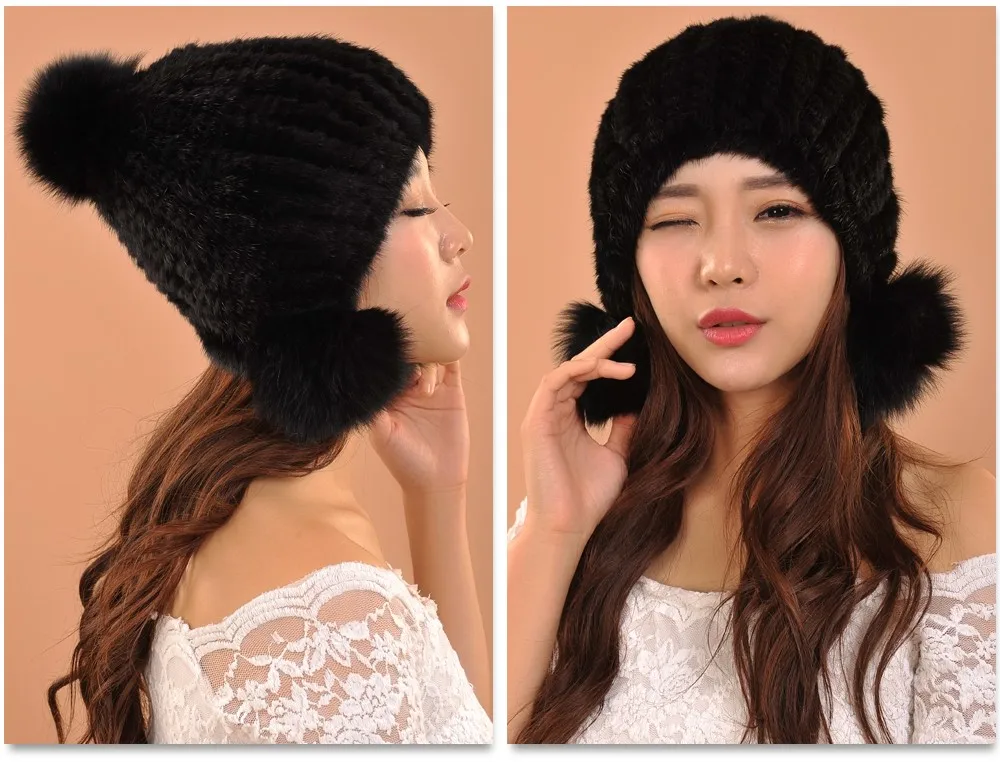 Горячая Распродажа, зимние женские шапки, вязаные шапки из меха норки, повседневные женские шапки