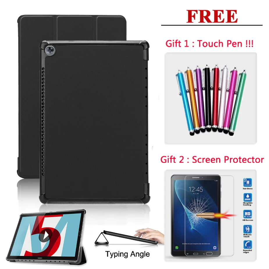 

Free Screen Protector+Case For Huawei MediaPad M5 Pro 10.8/M5 8.4/M5 Lite 10.1 Leather Smart Cover for Media Pad M5 8.4/10/10.8