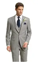 5 sets of light gray collar side vents the bride’s gown wedding dress (groomsman men jacket + pants + tie + Vest + handkerchief)