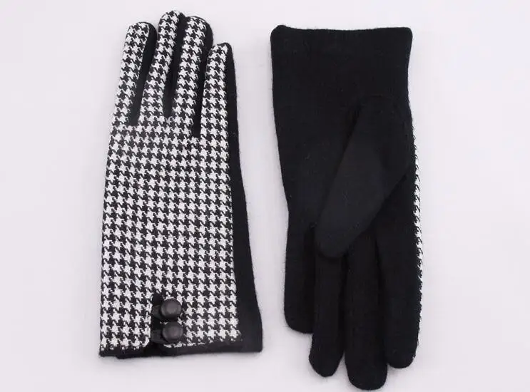 Женские осенне-зимние кашемировые перчатки в клетку, модные элегантные шерстяные перчатки для вождения R625