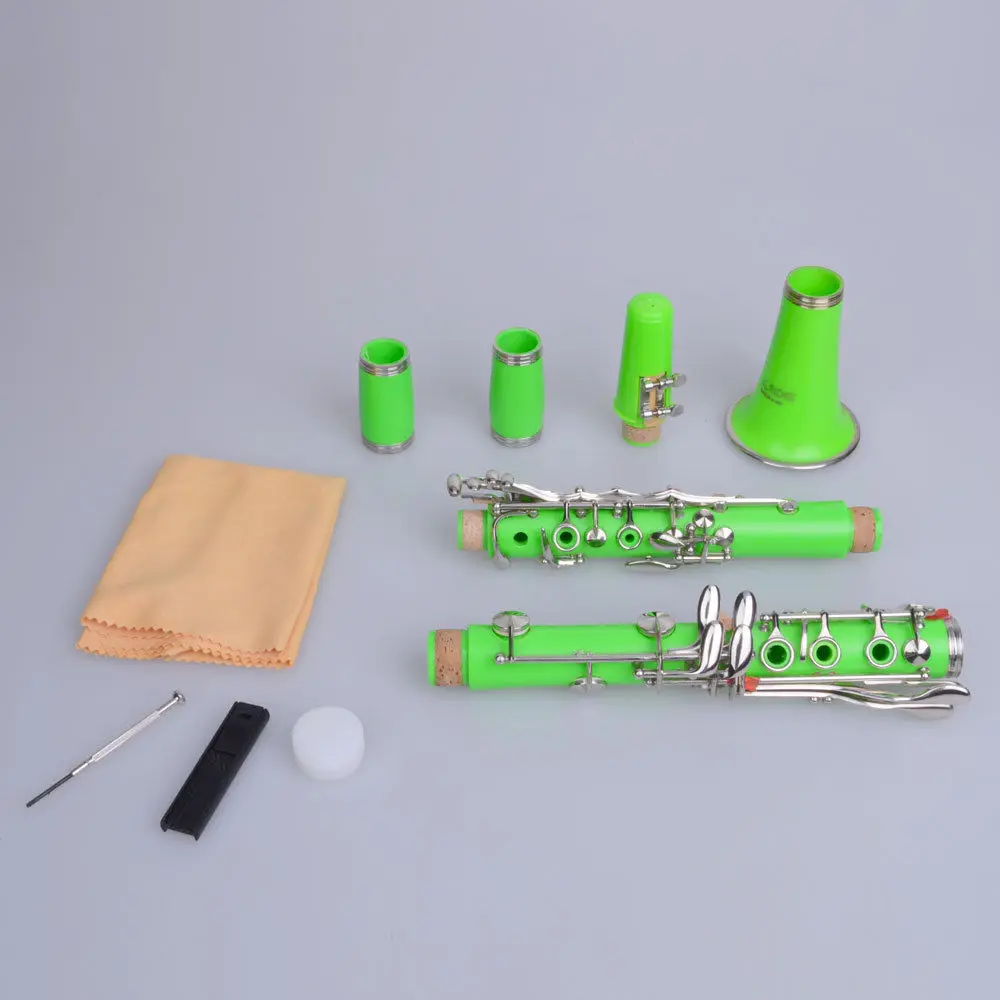 New Professional School Band Green Bb Clarinet with Case Accessories