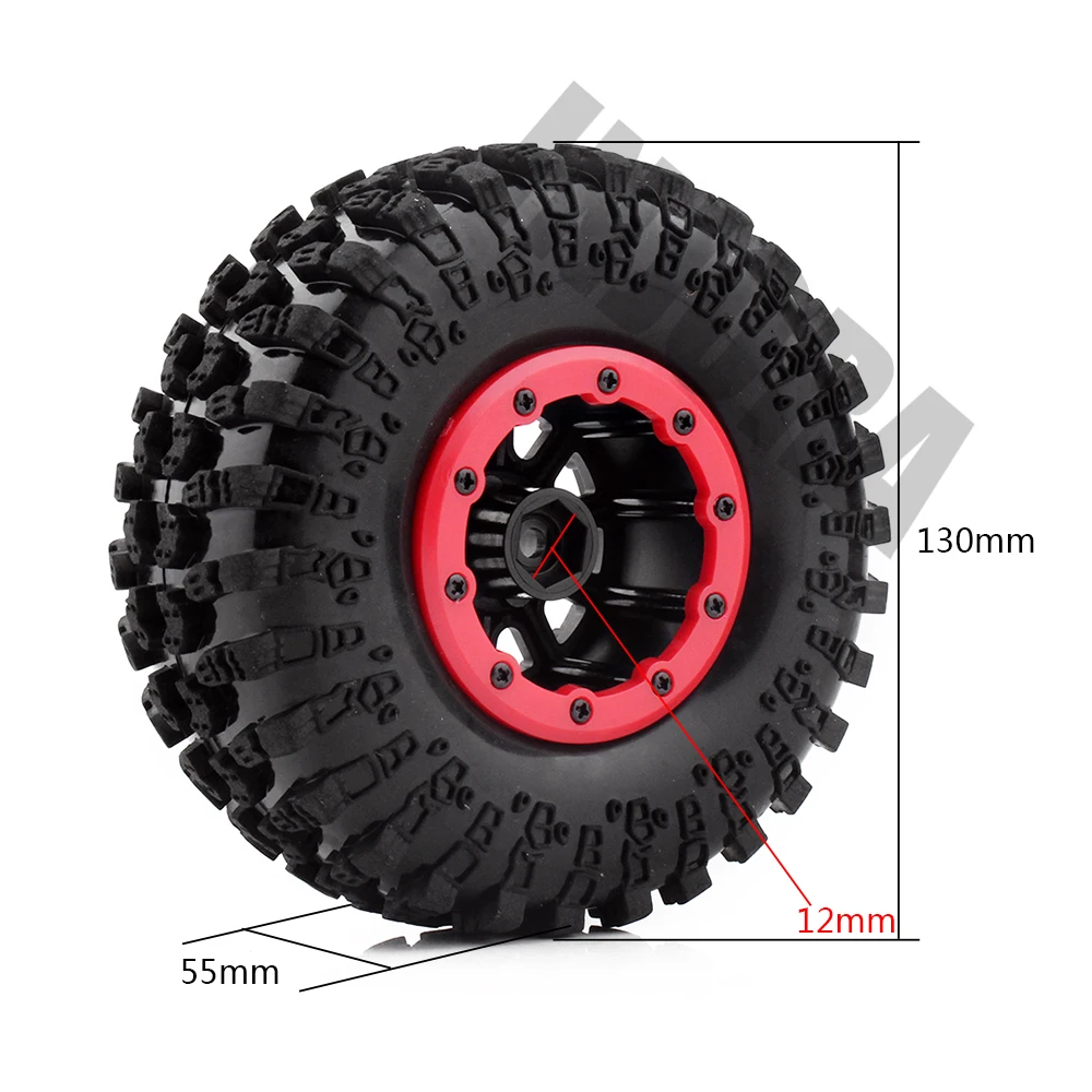 4 шт. 2,2 дюйма резиновые шины и Пластиковые обода колеса Beadlock для 1:10 RC Рок Гусеничный осевой SCX10 RR10 Wraith Yeti RC автомобиль