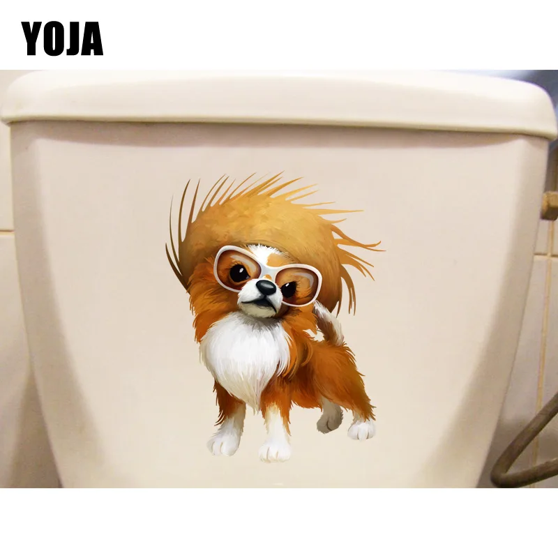 YOJA 14.8*19.8CM Hand-Painted Cartoon Dog Wall Stickers Mural Creative Toilet Sticker Decal T1-0300 | Дом и сад