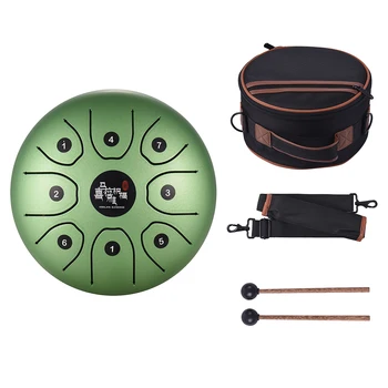 

8 Inch Compact Size 8-Tone Steel Tongue Drum C Key Percussion Instrument Hand Pan Drum with Drum Mallets Carry Bag