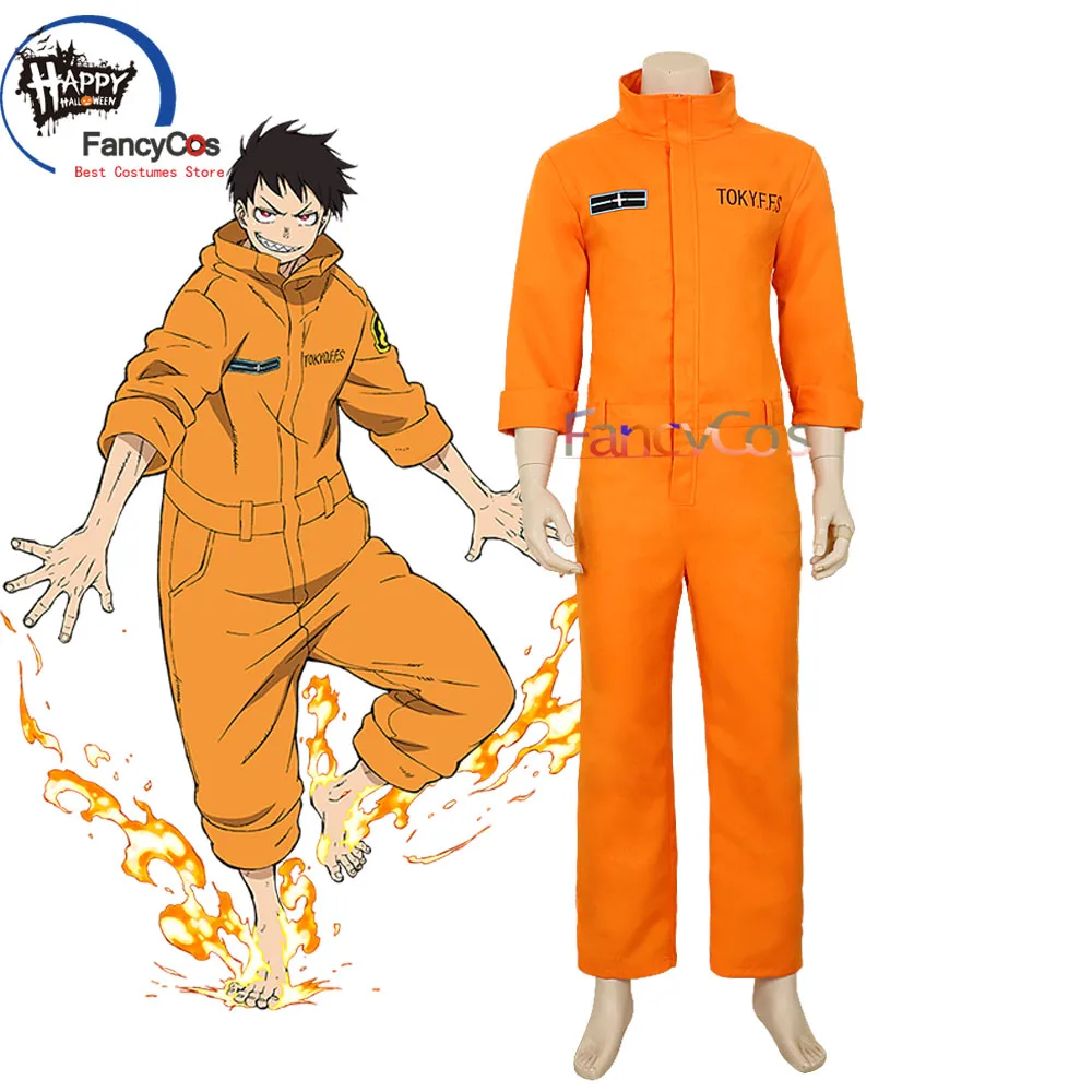 

2019 Anime Fire Force Enn Enn No Shouboutai Uniform Outfit Cosplay Halloween Masquerade Costume Adult Custom Made Anime Movie