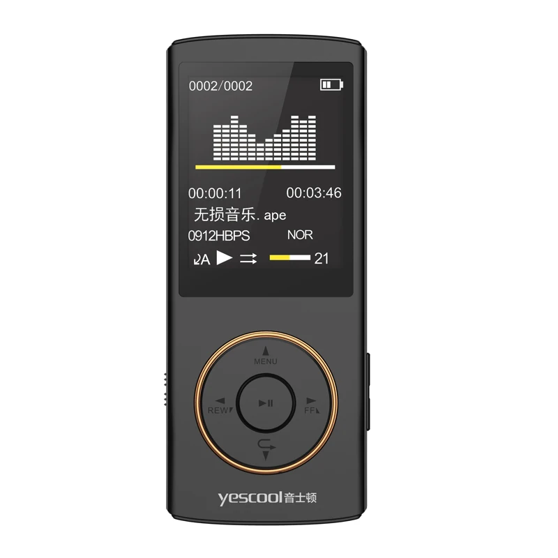 Yescool X1 HIFI MP3 плеер 8 Гб металл высокое качество звука без потерь Музыкальный плеер Поддержка fm-радио электронная книга изображение видео воспроизведение walkman - Color: Black