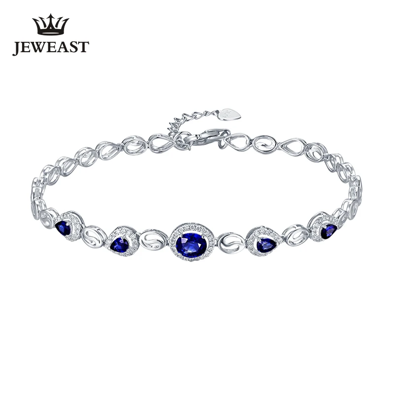 

Natural sapphire 18k Pure Gold Female Bracelets Fine Jewelry Gift Girl Thin Trendy Solid 750 Real Bangle Party Good Nice