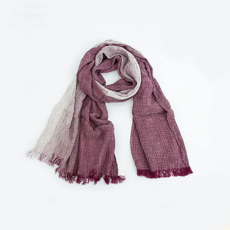 Unisex Men Women Ombre Shawl Spring Summer Cotton Blend Gradient Scarves Hijab Casual Male Scarves Crinkle Global Scarf YG367 knitted scarf cashmere scarf tactical scarf neck tube scarf fleece scarf polar fleece scarf hair ribbon scarf