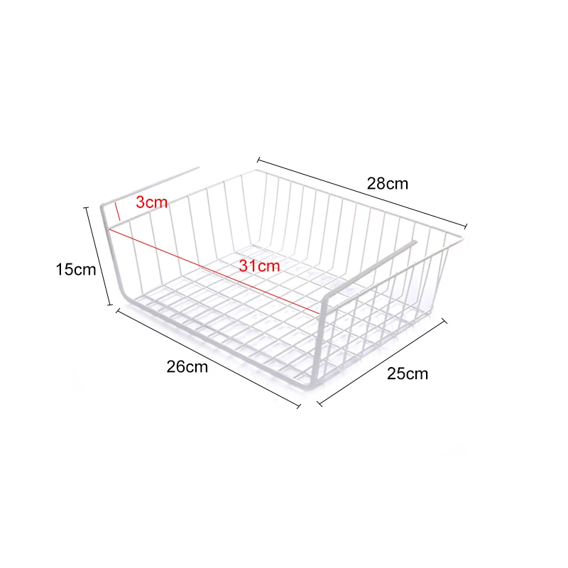 Шкаф подвесной под полкой Железный контейнер для хранения сетчатая корзина Cabiniet дверь Органайзер стойка тарелка блюдо шкаф Держатели корзина для хранения стеллаж - Цвет: Hanging White M