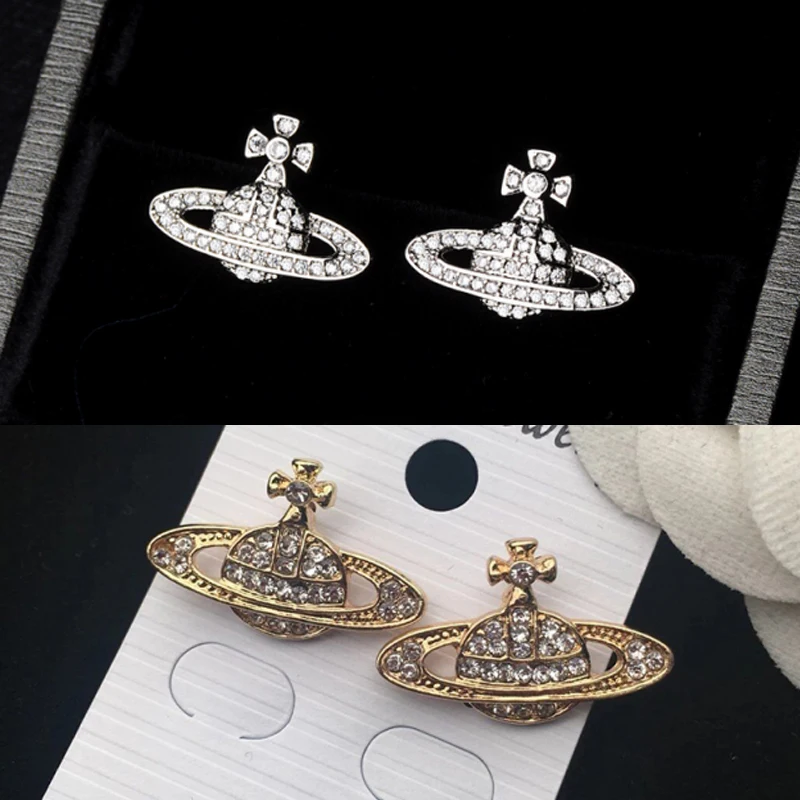 

2pairs/pack Bling Bling Rhinestone Satellite Shape Stud Earring Women Silver Earring Gift for Love Fashion Jewelry Accessories