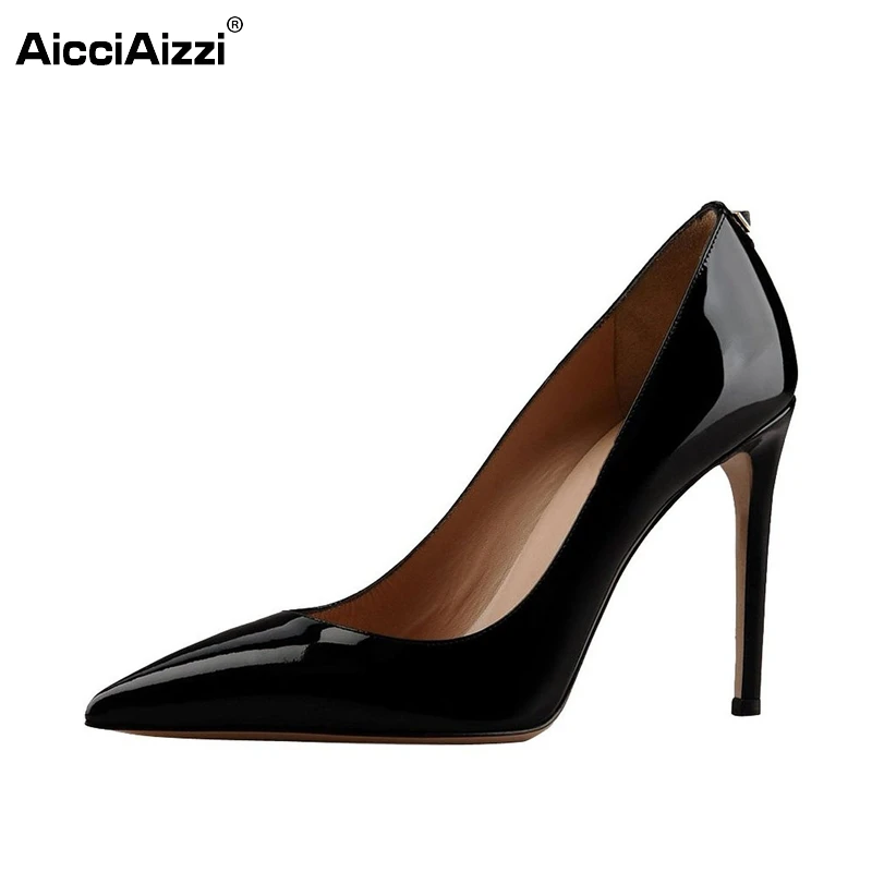 

Woman High Heels Patent Leather Shoes Women Pumps Lady Heeled Pointed Toe Candy Color Heels Dress Shoes Footwear Size 35-46 B225