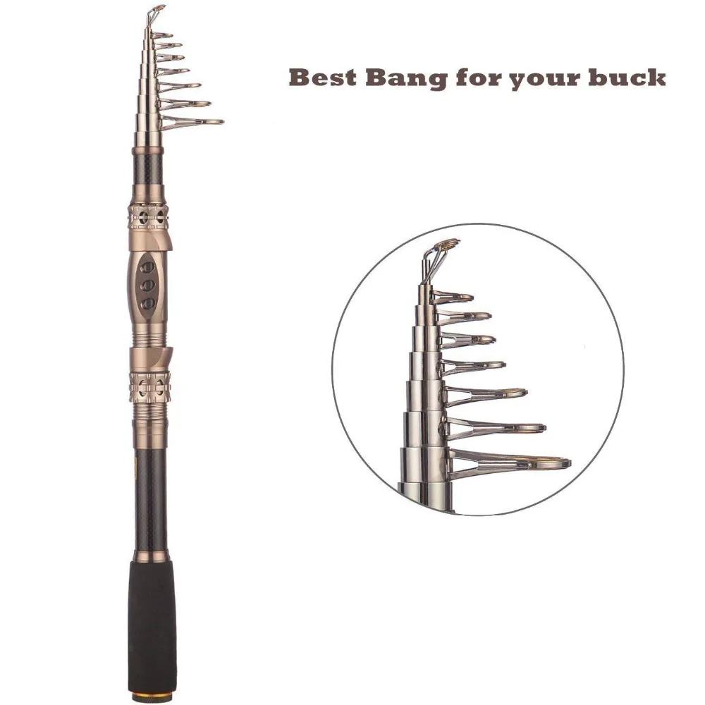 PLUSINNO Telescopic Fishing Rod Retractable Pole Saltwater Travel Spinning Rods Poles | Спорт и развлечения