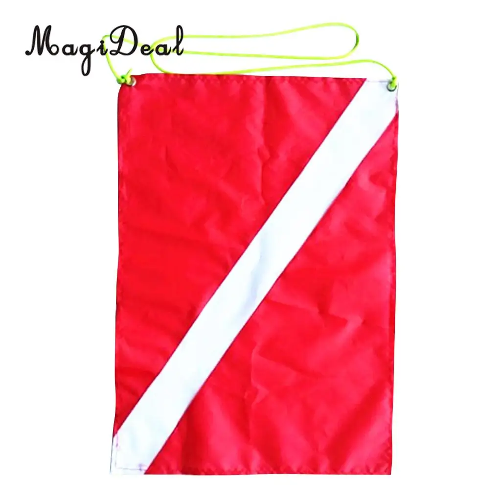 MagiDeal 2Pcs/Set Large Small Red & White Diver Down Flag Signal Boat Kayak Flag for Underwater Scuba Diving Spearfishing