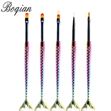 BQAN, 5 видов стилей, Русалка, сотовая ручка, для дизайна ногтей, акриловая, УФ-гель, удлиняющая кисть, цветочный дизайн, набор ручек для рисования G