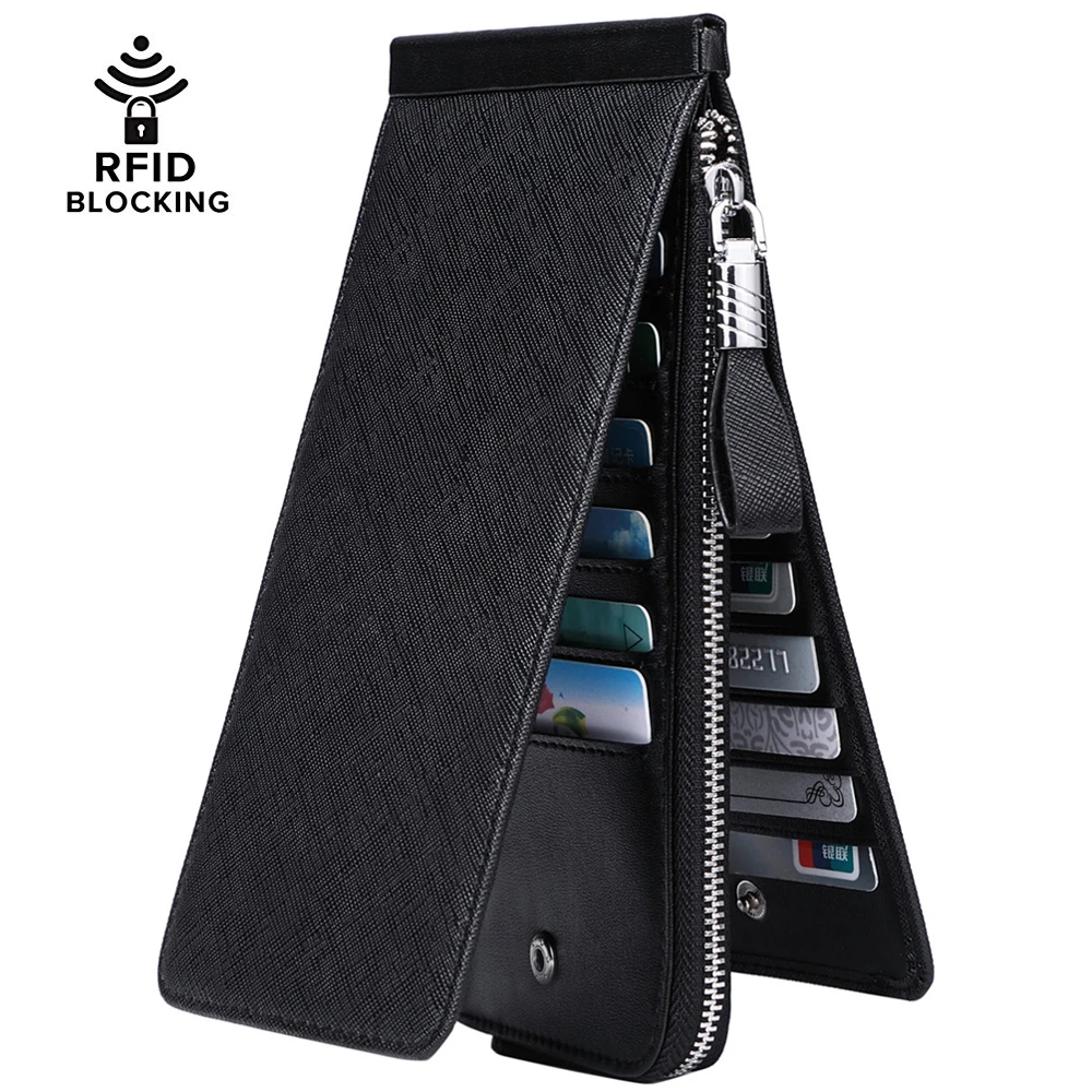 JEEBURYEE Women/'s Genuine Leather Credit Card Holder Case RFID Blocking Wallet