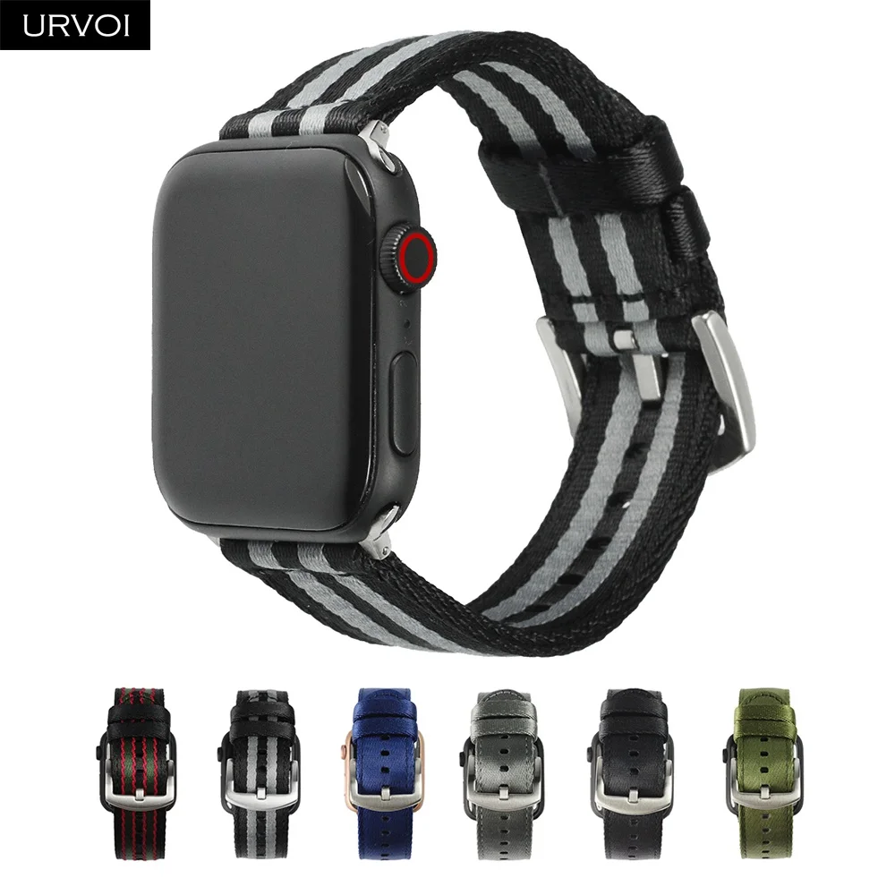 URVOI ремешок для apple watch серии 4 3 2 НАТО лямка из нейлоновой ткани для наручных часов iwatch, полосатый Замена прочная и удобная, брендовый, 38/42/40/44 мм