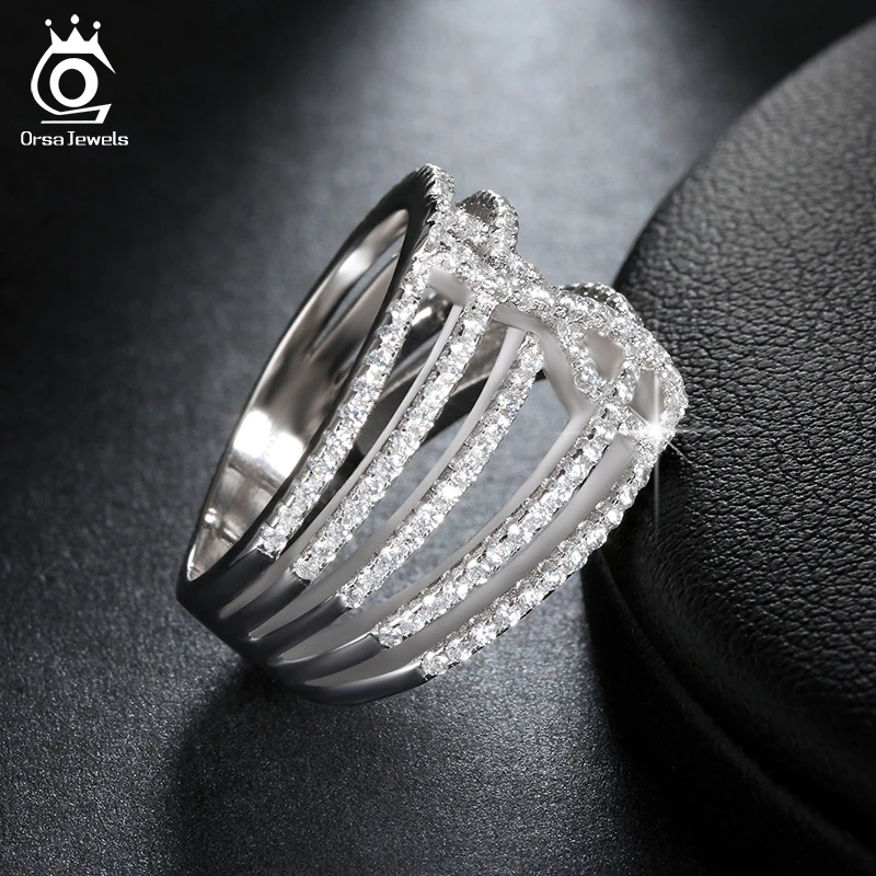 ORSA JEWELS Women Rings Infinity Shape Statement Female Party Finger Ring Wholesale Luxury Jewelry Gift OR83