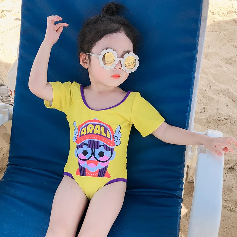 Summer Cartoon Girls Swimsuit Children Sets With Hat For 75-125cm Summer Cartoon Girls Swimsuit Children Sets With Hat For 75-125cm