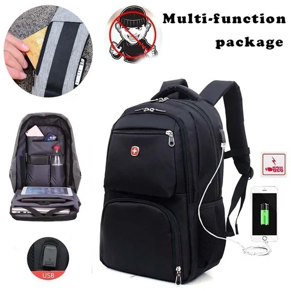 

New Swiss Military Army Multifunction Laptop Bag 12-16inch\ Laptop Backpack External USB Charge Schoolbag Bag Travel Bag