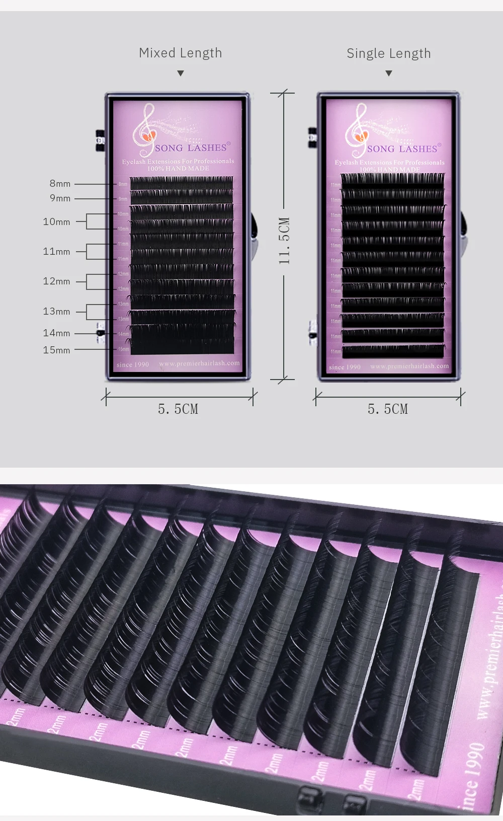 SONG LASHES High Quality Eyelash Extensions False lashes 12 lines per tray eyelashes Color change Gradually