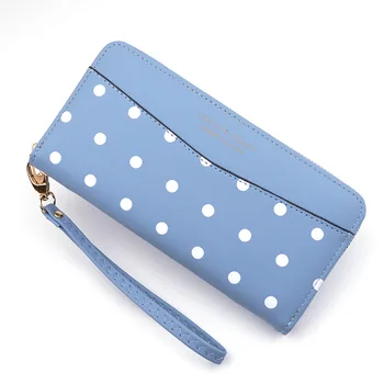 

Brand Leather Women Wallets High Quality Dot Print Zipper Long Wallet Women Card Holder Ladies Purse Money Bag Carteira Feminina