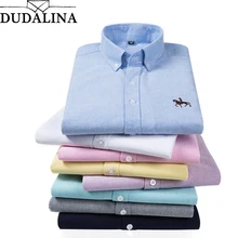 Dudalina большой размер хлопок брендовая рубашка для мужчин с длинным рукавом Весна мужские повседневные рубашки Оксфорд Платье рубашка Camisa Masculina печатных лошадь