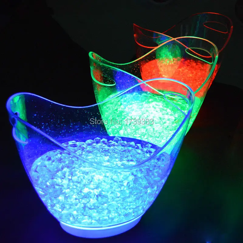 

4PCS/Lot Red Blue Green White Colors rechargeable huge luminous 8L LED ICE Bucket champagne beer Wine Coolers Holders lighted