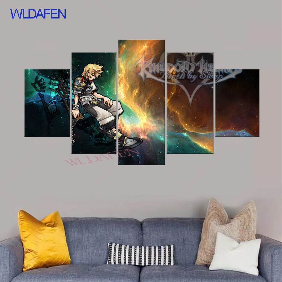 5 Panel Wall Art on Canvas Kingdom Hearts anime poster ...