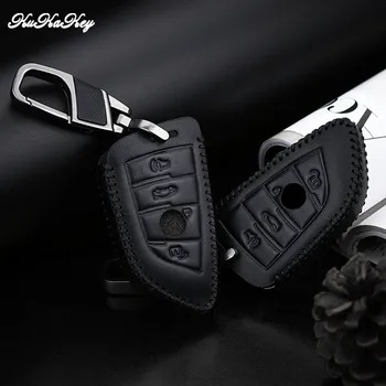

Black Leather Car Key Cover Buttons Matched with Leather Keychain Holder for BMW X1 X3 X5 X6 F15 Car Interior Accessories