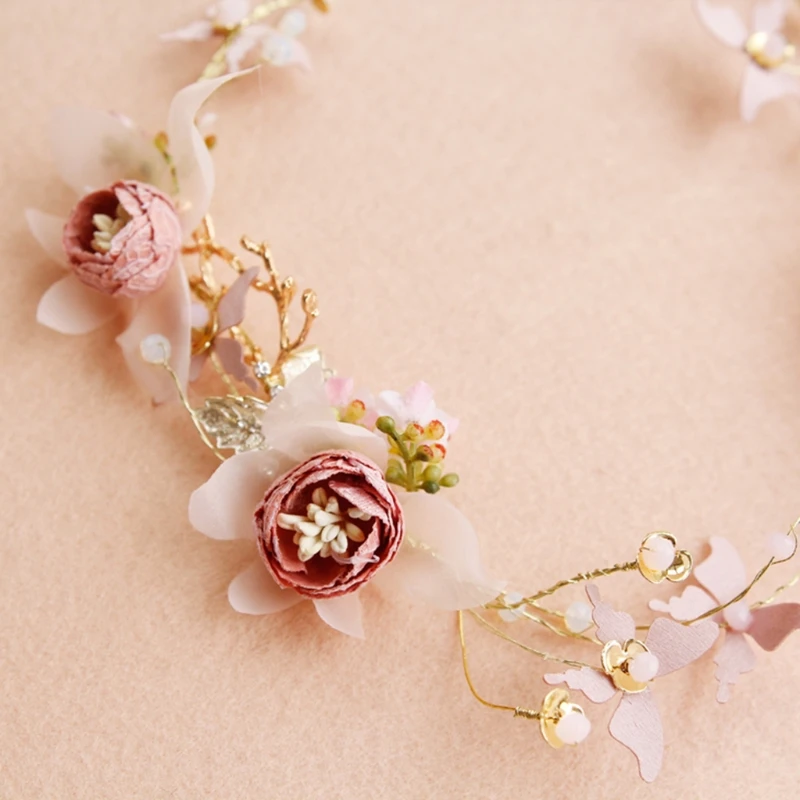 Свадебная лента для волос ручной работы цветочный цветок Гирлянда головные уборы свадебная Ювелирная тиара