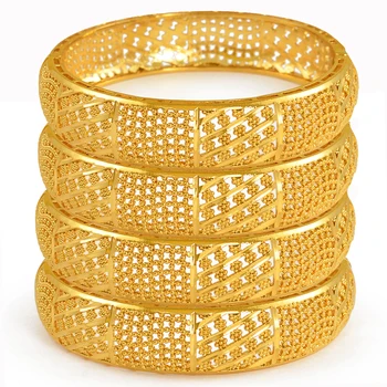 

Anniyo 4pcs/Lot Dubai Jewelry Gold Color Bangles Ethiopian African Bangle & Bracelets for Women Arab Wedding Gifts #199206