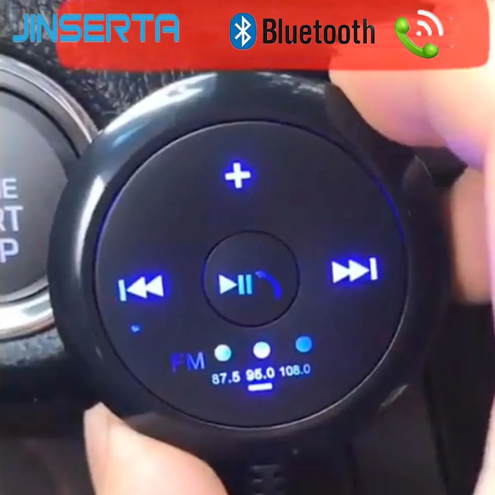 

JINSERTA Mini Bluetooth MP3 Player BT4.2 Music Player with FM Transmitter Support Hands- free AUX with USB Charging Cable