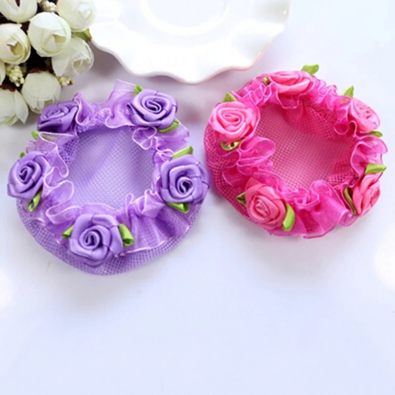 Buy 5 Colors Flower Hair Bun Cover Dancewear