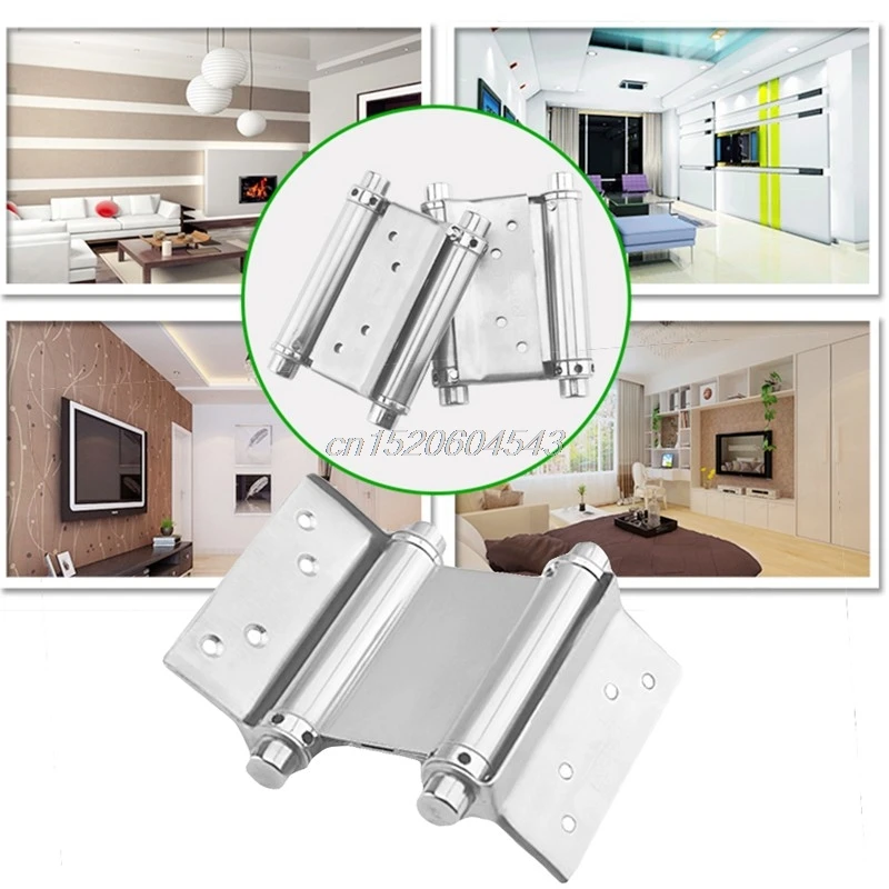 

2Pcs 3" Inch Stainless Steel Double Action Spring Hinge Saloon Cafe Door Swing Household R06 Drop Ship