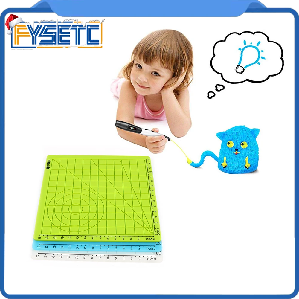 

4pcs Multi-Purpose 3D Design Silicone Mat Basic Template Child Hobby Gift + 10M PLA Filament 1.75mm For 3D Printer Pens