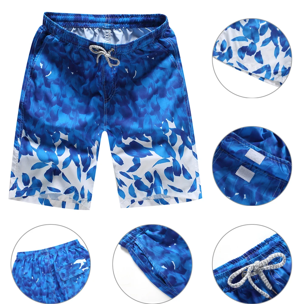 Мужские пляжные шорты с защитой от ультрафиолета, быстросохнущие шорты с принтом для плавания, серфинга, летние мужские шорты с эластичной резинкой на талии