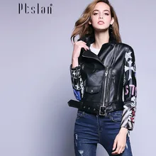 2017 women genuine lambskin moto jacket real leather coat biker zipper closure