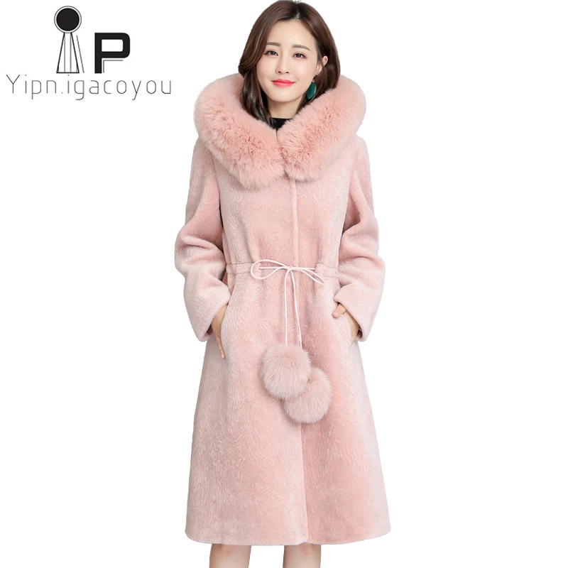 Beste Vos Bontkraag Hooded Faux Fur Jas Vrouwen Winter Lange Nep Bont Jas Vrouwen Overjas Plus size Elegante Dikke Warme uitloper Vrouwelijke