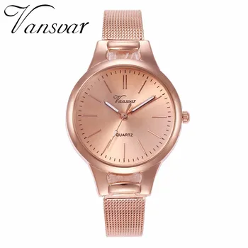 

Hot Fashion Women Simple Dial Quartz Watch Casual Ladies Female Stainless Steel Vansvar Watch Gift Clock Relogio Feminino
