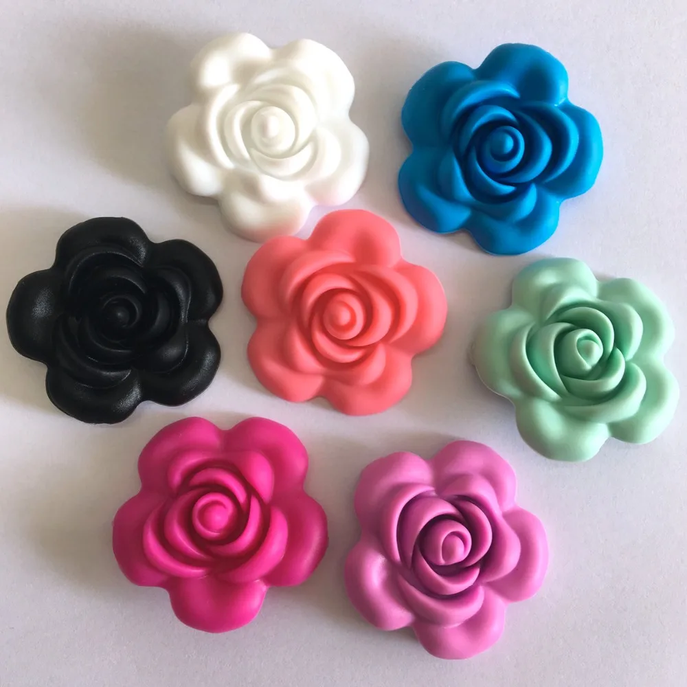 3pcs/lot 40mm Silicone Flower Beads BPA Free 100 Food Grade Non toxic