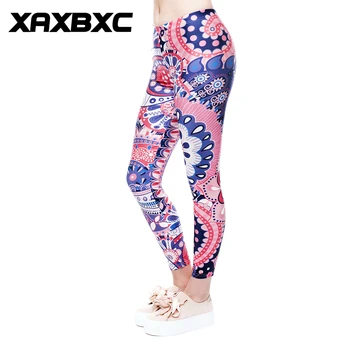 

2018 New D1863 Flower Round Mandala Aztec 3D Print Push Up Slim Tights Fitness Women Jogging GYM Yoga Pants Femme Sport Leggings