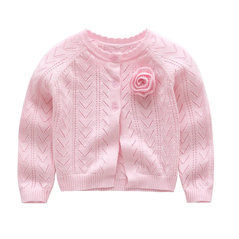 YW518f0231 осенний Детский свитер для девочек, кардиган для девочек, свитер, однотонная модная детская одежда для девочек, одежда с цветами YW