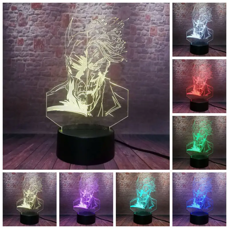 

Luminous 3D Illusion Led Lamp 7 Colors Changing Nightlight Avengers Model Figuras Marvel Joker action & toy figures