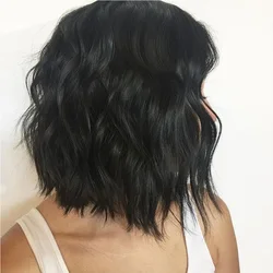 13x6 Short Lace Front Human Hair Wigs For Women Brazilian Non Remy Hair Natural Wave Bob Wig Black Color Bleached Knots LUFFY 13x6 Short Lace Front Human Hair Wigs For Women Brazilian Non Remy Hair Natural Wave Bob Wig Black Color Bleached Knots LUFFY